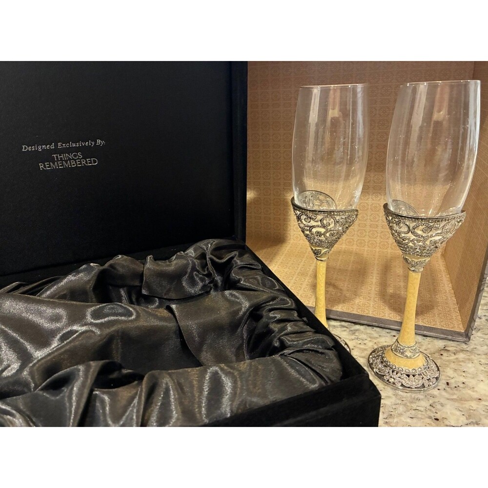 Things Remembered Cathedral Champagne Flute Set Rhinestones